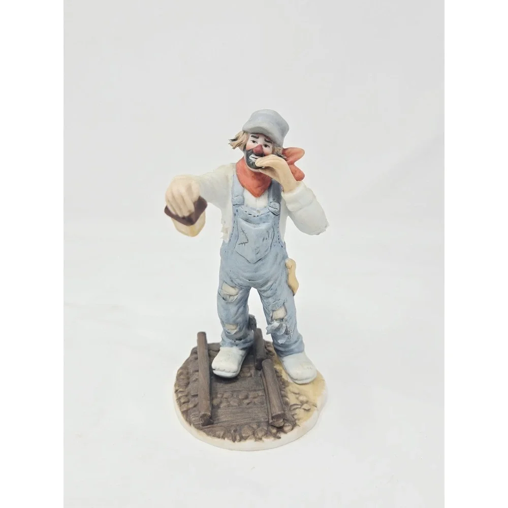 Emmett Kelly JR Porcelain Clown Lumber Jack Lantern‎ Railroad Figurine